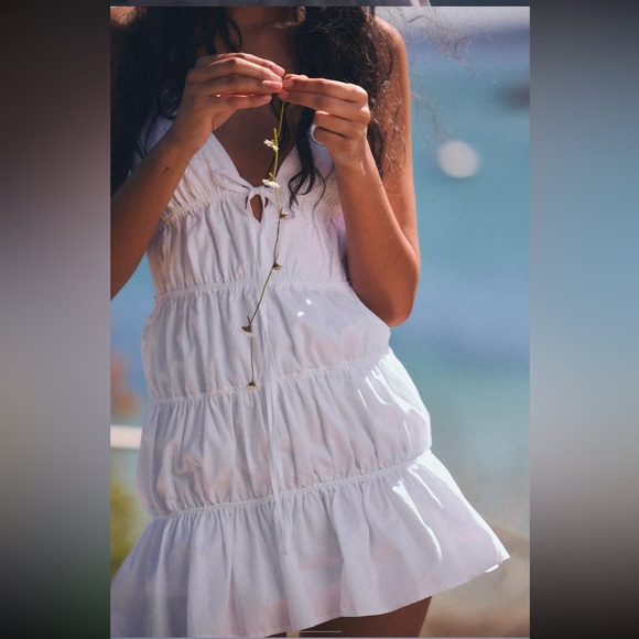 Zara white summer mini dress - Picture 1 of 8